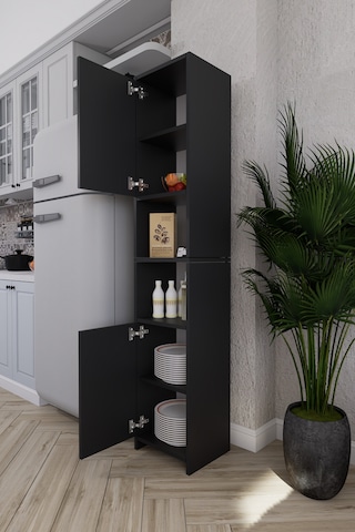 Fella 6 Raflı Çok Amaçlı Dekoratif Mutfak Dolabı Antrasit Antrasit