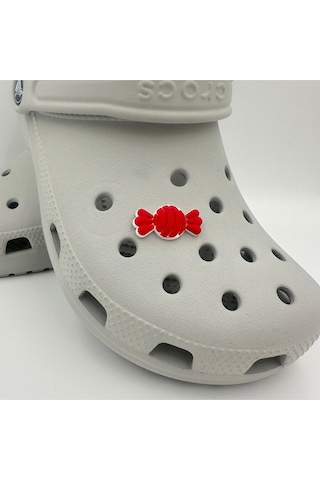 Crocs Terlik Süsü Ve Aksesuarı , Çanta Süsü Jibbitz 3d Kabartma Şeker 03 Görsel Figür Aksesuar Kırımızı-beyaz