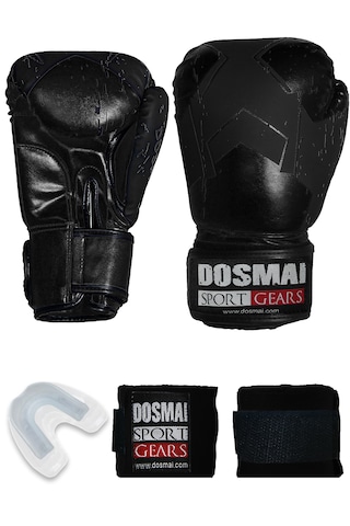 Dosmai Lykia Boks Eldiveni Boks Dişlik Boks Bandaj Set Siyah 12oz Siyah