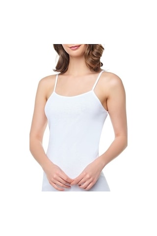 6 Adet Kadın Atlet Ip Askılı Ince Beyaz %100 Pamuk Bayan Atleti