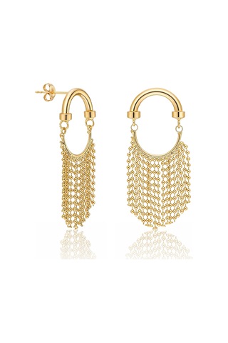 Biju By Servi Boncuk Zincir Sallantılı Altın Renk Küpe-283 Gold