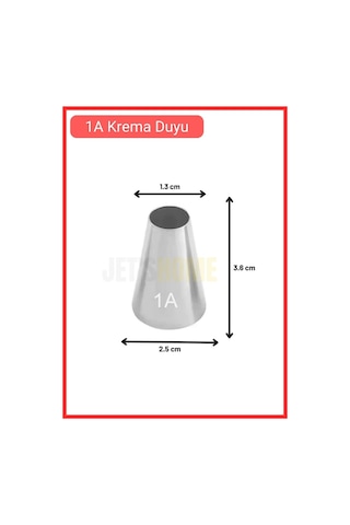 1a Yuvarlak Desen Krema Duyu Büyük Boy Pasta Duyu Paslanmaz Çelik Krema Torbası Ucu 2.5x1.4x3.7 Cm Metalik Gri