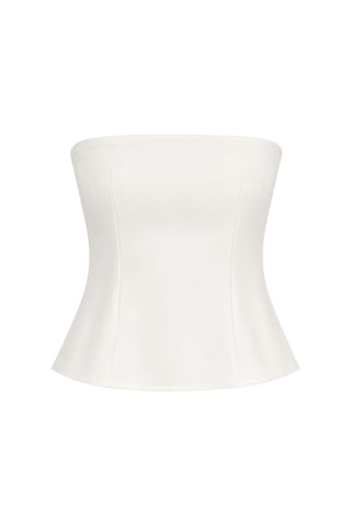 Vadon 1022 Kadın Straplez Fit Kısa Bluz Beyaz