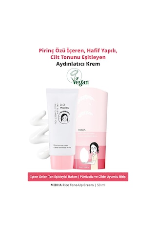 Midha Rice Tone-Up Pirinç Özü İçeren Hafif Yapılı Cilt Tonunu Eşitleyen Aydınlatıcı Krem 50 ML
