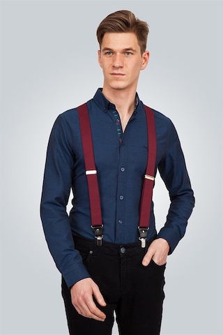 Tudors Düz Bordo Erkek Pantolon Askısı-Bordo