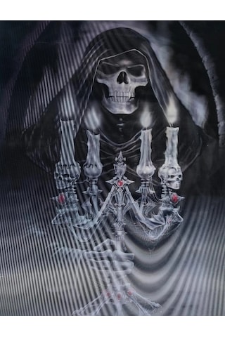 3 Boyutlu Resim 3 Farklı Resim Değişenli Halloween İskelet Tablosu 30x40 Cm 2 Yaş Mavi