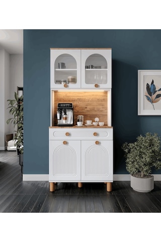 Rosa Kahve Köşesi - 93 Cm Mdf Mutfak Dolabı - Led Aydınlatmalı...