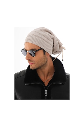 Ritagarcia Unisex Arkası İpli Büzgülü Triko Bere Kışlık Dökümlü Slouchy Beanie Bere Taş Rengi