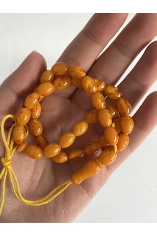 Oval Kesim Kokulu Toz Kehribar Tesbih 33lük 7mm A007