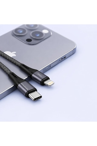 Type C-lightning Uyumlu Örgülü Kablo, 27watt Pd Hızlı Şarj, Remor