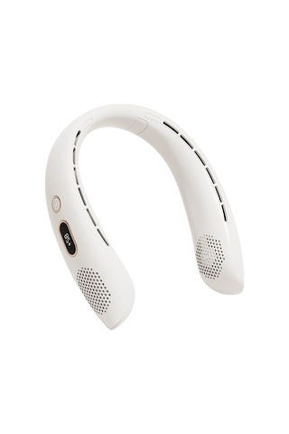 Relaxed Dijital Göstergeli Taşınabilir Küçük Usb Şarjı Yapraksız Asılı Boyun Fanı Beyaz 4000 Mah