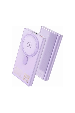 Hoco. Q22 Taurus 22.5w Pd 20w Magsafe Dijital Ekranlı Powerbank - Mor Mor