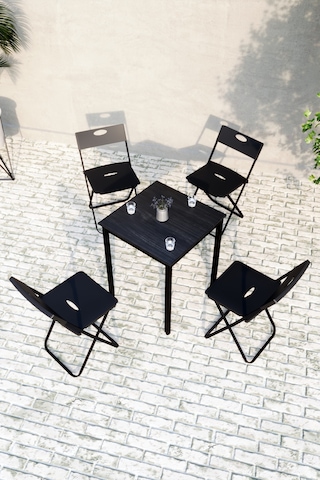 Balkon Bahçe Mutfak 5'li Bistro Set Masa Sandalye Takımı Siyah