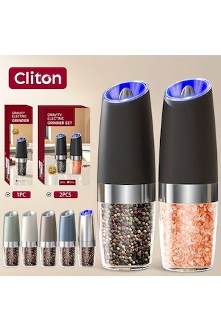 Honeybeeshop 1 Adet Paslanmaz Çelik Gövdeli Değirmen Elektrikli Tuz Karabiber Öğütücü Otomatik Öğütme Ayarlanabilir Led Işıklı Geniş Kapasiteli Ahşap