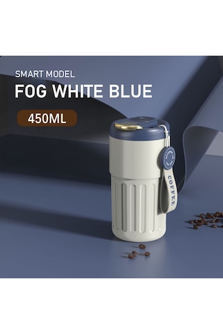 410/450Ml Paslanmaz Çelik Kahve Şişesi Kadın Basit Termos Bardak Erkek Taşınabilir Beraberindeki Soğuk Su Hediye Pot-450Ml Mavi