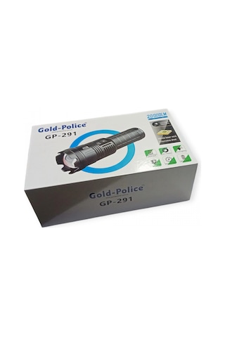 Gold Polıce Gp-291 Güçlü El Feneri 20,000 Lümen Beyaz