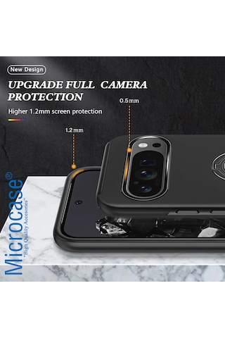 Microcase Google Pixel 10 Pro Xl İle Uyumlu Manyetik Mıknatıslı Yüzük Standlı Kılıf-al5139 Siyah