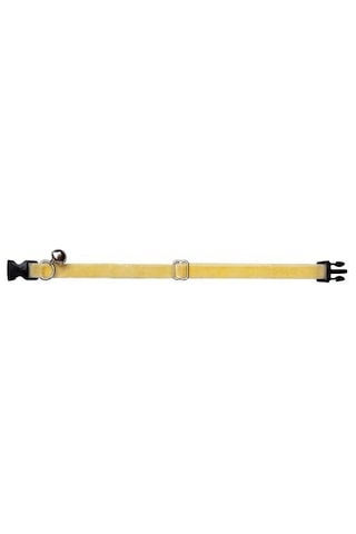 Kadife Zilli Ayarlanabilir Kedi Boyun Tasması 22-30 Cm Sarı-18503