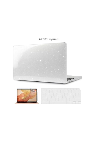 Macbook Air 13.6 Inç M2 M3 M4 Çip A2681 A3113 A3240 Uyumlu Alt Üst Kılıf Klavye Ve Ekran Koruyucu Şeffaf