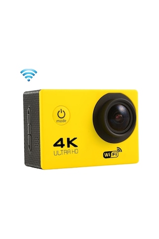 F60 2.0 İnç Ekran 170 Derece Geniş Açılı Wifi Sport Action Camera Kamera Kamerası, Su Geçirmez Konut Kılıfı, Destek 64gb Mikro Sd Kartı Sarı