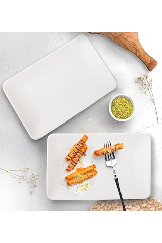 Keramika Mat Beyaz Siera Kayık Tabak 31 Cm 2 Adet