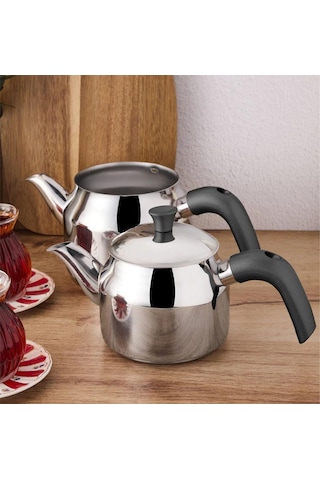 Çetcook Elit Siyah Bakalit Kulp Orta Boy Çaydanlık Metal
