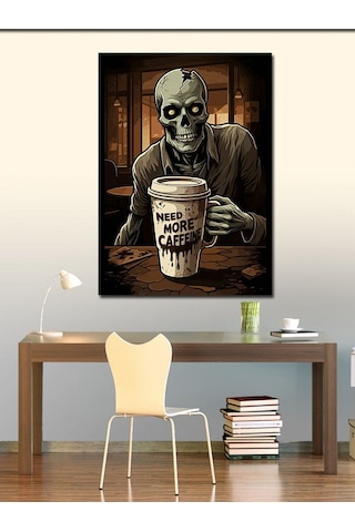 Kanvas Tablo Zombi Ve Kahve 70cmx100cm