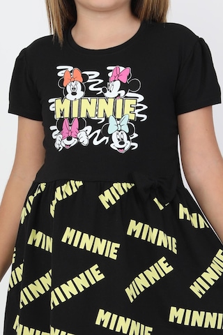 New Kids Baskılı Kız Çocuk Elbise-90747 Siyah
