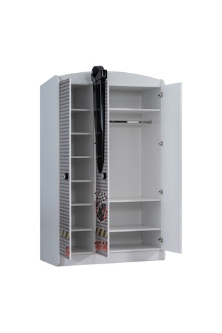 setaymobilya Sports Arabalı Yatak Uyumlu 3 Kapılı Dolap - Beyaz