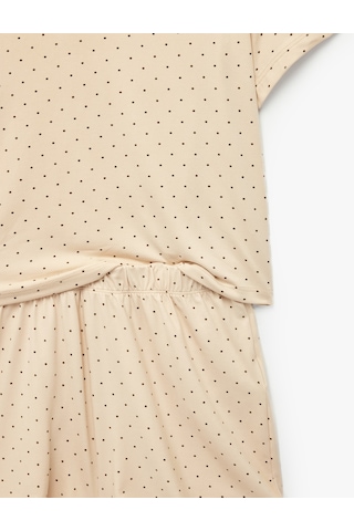 Koton Puantiyeli Rahat Kalıp Kısa Kollu Bisiklet Yaka Şortlu Pijama Takımı Bej Desenli 7wlk40114mk Ekru