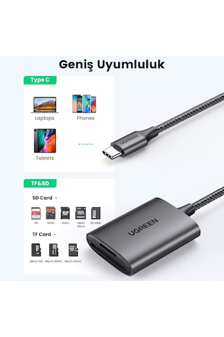 Ugreen Type-C to SD ve Micro SD Kart Okuyucu Adaptör