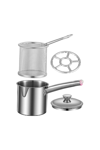 Homyl Fritöz Tencere Net Sepet Kapaklı Üniversal Yağ Stil F