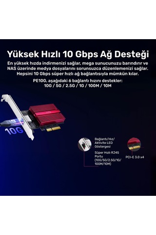 Cudy Pe10g Wol 10.000mbps Multi-gigabit Pcı Ethernet Ağ Kartı