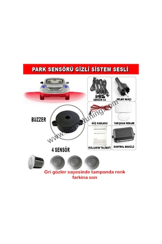 Park Sensörü Sesli Buzzerlı Bib Bib 4 Gözlü Gri