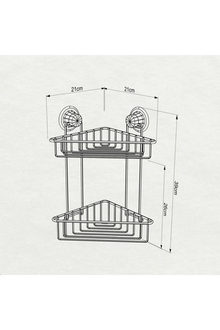 Vakumlu Banyo Köşe Rafı 2 Katlı Siyah S257 Siyah