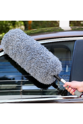 Teleskopik Saplı Araba Temizleme Püskülü Mikrofiber Oto Toz Alma Fırçası