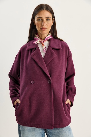 Shade Kadın Kruvaze Yaka Cep Detaylı Kaşe Blazer Ceket 60283757 - Mor