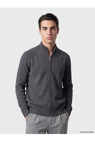 LC Waikiki Lc Waıkıkı Antrasit Regular Fit Dik Yaka Erkek Triko Hırka