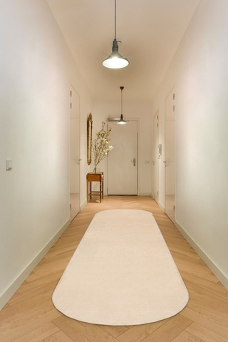 Vl Comfort Düz Saçaklı Peluş Düz Yolluk Bej Oval Vizon Saçaksız