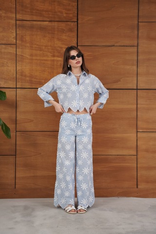 Verymoda D 2913 Nakışlı Pantolon D2913 Mavi