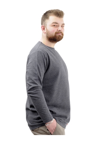 Mode Xl Büyük Beden Erkek Sweatshirt Bisiklet Yaka Uzun Kol Waffle 23460 Antrasit Antrasit