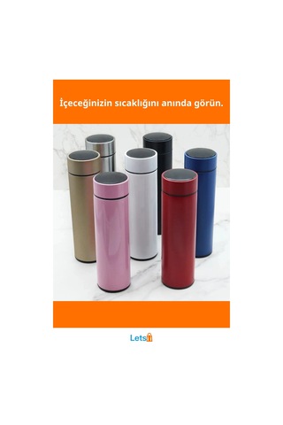Dijital Sıcaklık Göstergeli Paslanmaz Çelik Termos 500 Ml Çok Renkli
