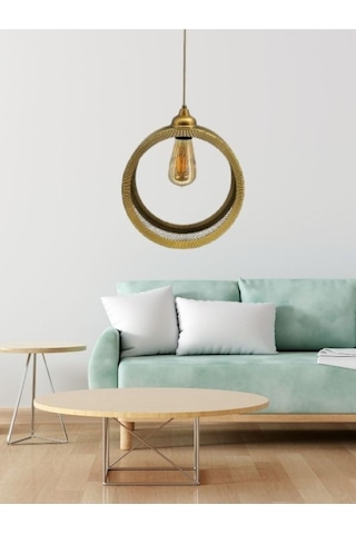 Decodelight Eskitme Gold Endüstriyel Metal Hasır Dairesel Avize Eskitme