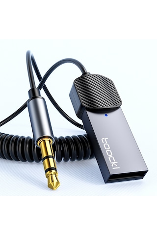 Cbtx Toockı Tq-bt01 Araç Bluetooth 5.0 Adaptör Aux Usb - 3,5mm Giriş Alıcısı - Gri