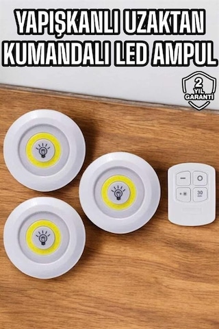 Mutfak Dolap Altı Işığı Uzaktan Kumandalı Yapışkanlı Kablosuz Pilli 79852413