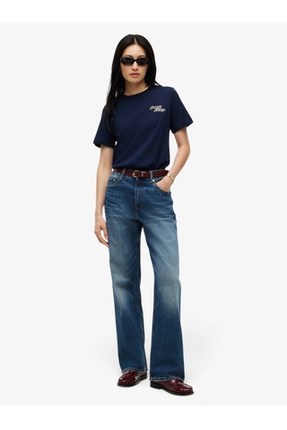 Tommy Hilfiger Scrıpt New Reg C-nk S/s Tshırt Kadın Mavi T-shirt - Ww0ww52360