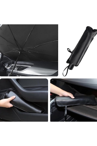 Autokit Oto Güneşlik Katlanabilir Şemsiye Tipi Ön Cam Güneşliği 140x80cm Fa1-639 1 Adet
