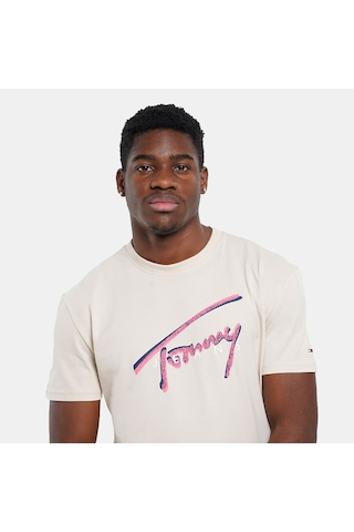 Tommy Hilfiger Tommy Hılfıger Erkek T-shırt Dm0dm21109-acg Bej