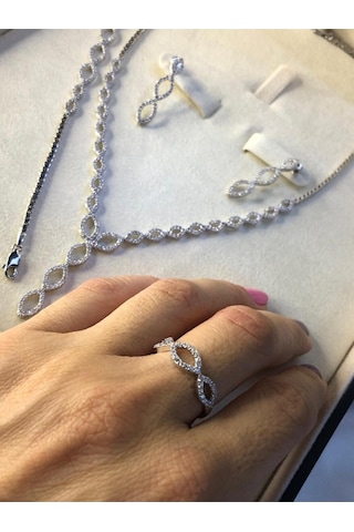 Mekik 925 Ayar Gümüş Su Yolu Set Işıklı Kutuda Düğün Nişan Söz Gelin Seti Takımı