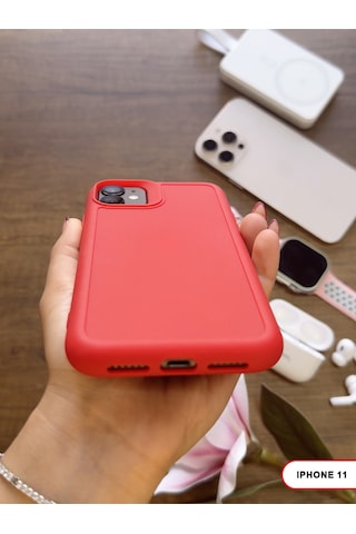 Apple iPhone 11 Uyumlu Kamera Korumalı Darbeye Dayanıklı Renk Atmayan Keep Silikon Kılıf Kırmızı